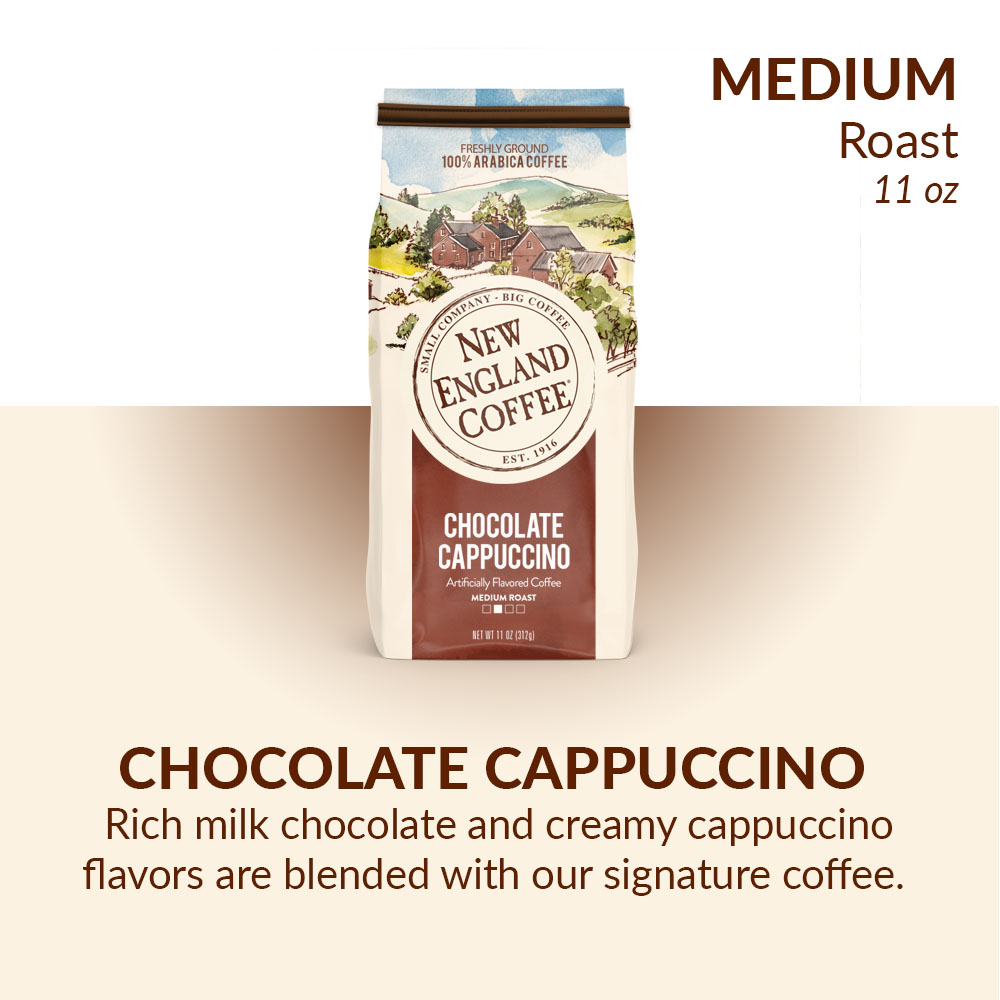 New England Coffee Chocolate Cappuccino, Medium Roast, Ground Coffee, 11 oz. - image 1 of 8