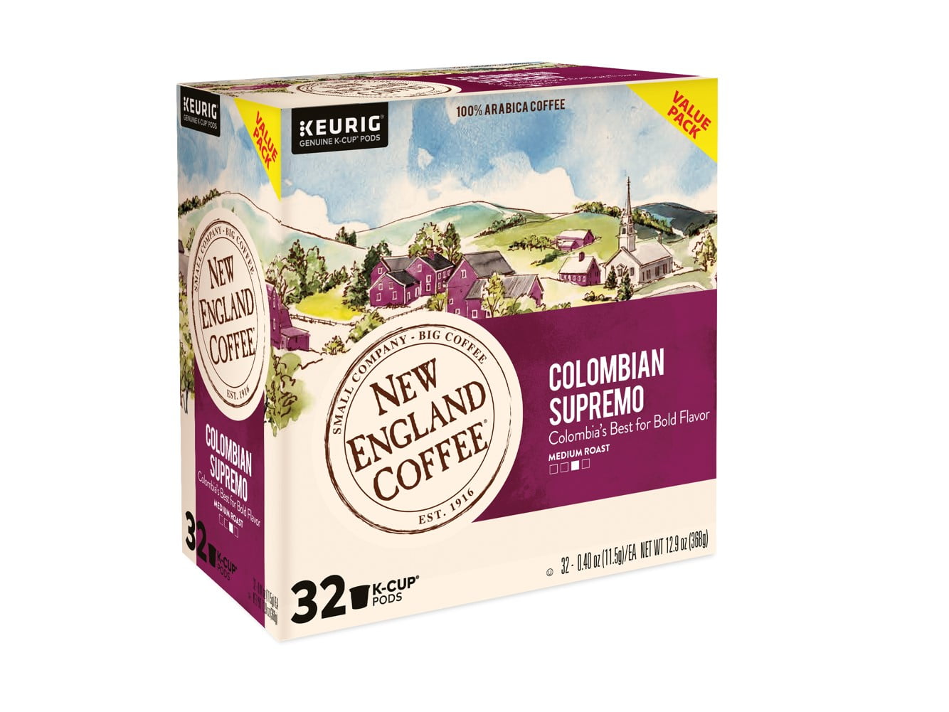 New England Coffee Colombian Supremo Coffee K-cup Pods, 32 Count