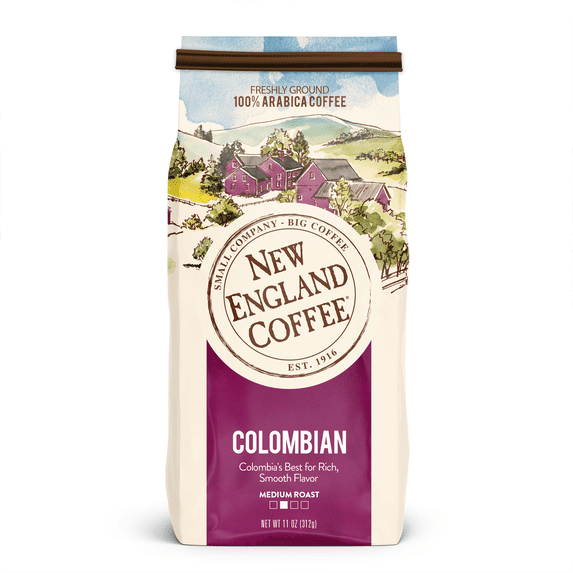 New England Coffee Colombian, Medium Roast, Ground Coffee, 11 oz