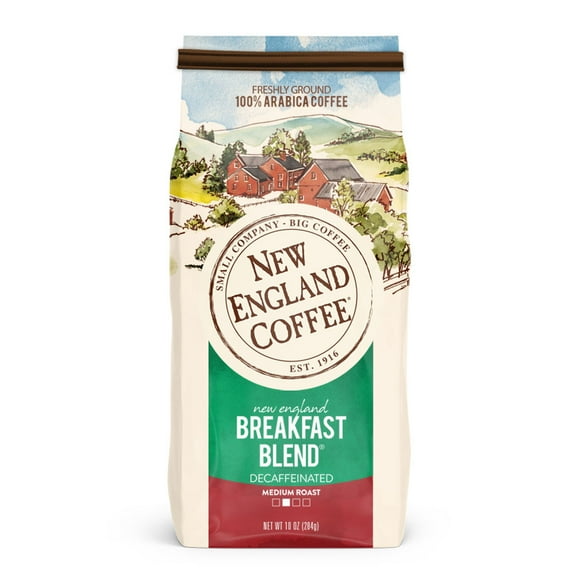 New England Coffee Decaffeinated Breakfast Blend Medium Roast Ground Coffee, 10 oz
