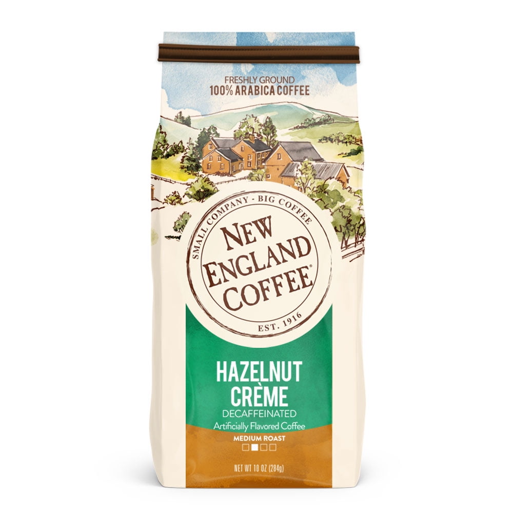 New England Coffee Decaffeinated Hazel Crème Blend Medium Roast Ground Coffee, 10 oz