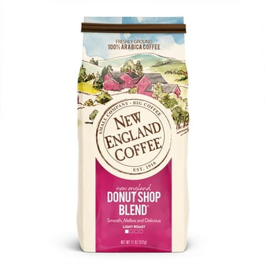 New England Coffee Donut Shop Blend, Light Roast, Ground Coffee, 11 oz