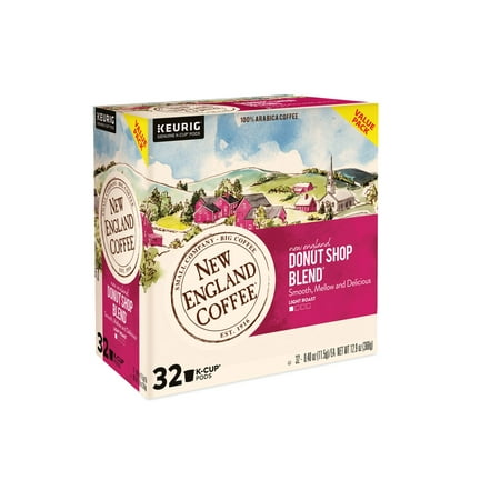 New England Coffee Donut Shop Coffee K-cup Pods, 32 Count