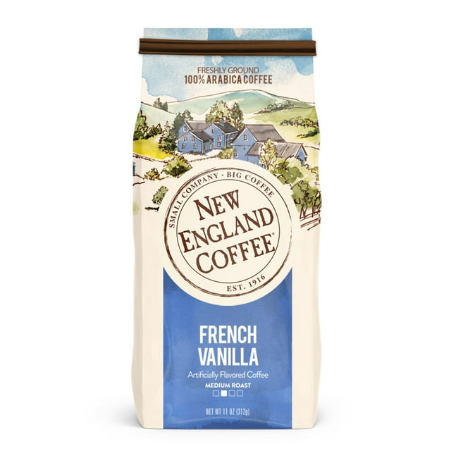 New England Coffee French Vanilla Medium Roast Ground Coffee, 11 Oz, Bag