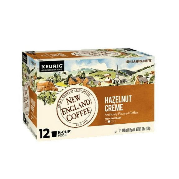 New England Coffee Hazelnut Creme Coffee K-cup Pods, 12 Count