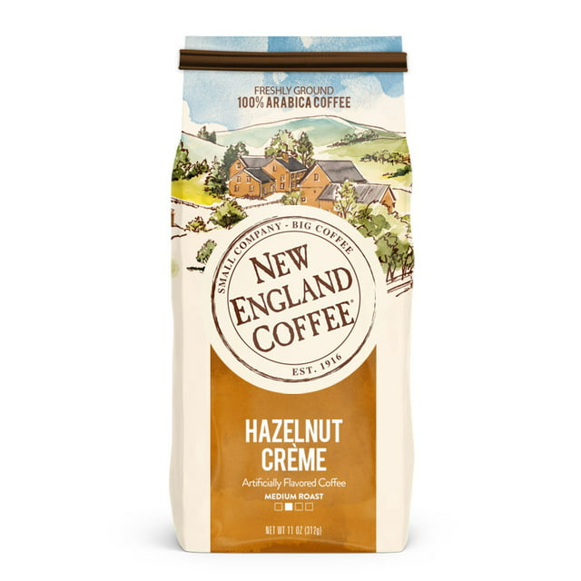New England Coffee Hazelnut Creme Medium Roast Ground Coffee, 22 Oz, Bag