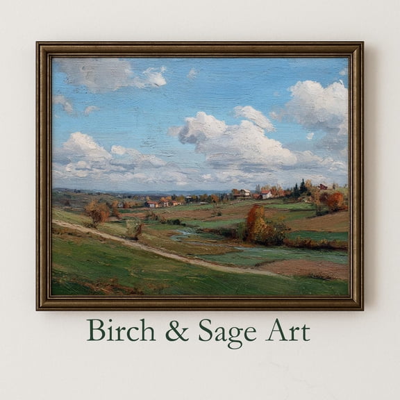 New England Countryside in Autumn Rustic Fall Landscape Art, Scenic Farm View, Print Poster Wall Decor, , Cottagecore Style 311, Size 8x12 UNFFRAMED F03.1.6l3216