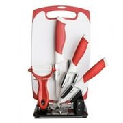 New England Cutlery 84065 Ceramic Knife Set, White & Red - 6 Piece