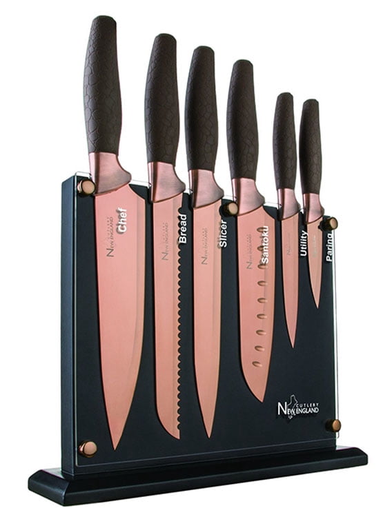 New England Cutlery 7 Piece Titanium-Coated Bronze Knife Set NE8807