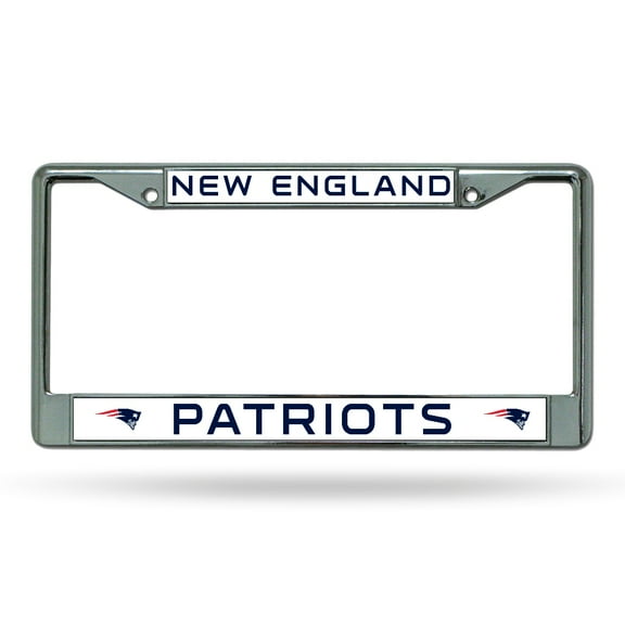 New England Football Patriots - 12" x 6" Standard Size - Chrome Metal License Plate Frame
