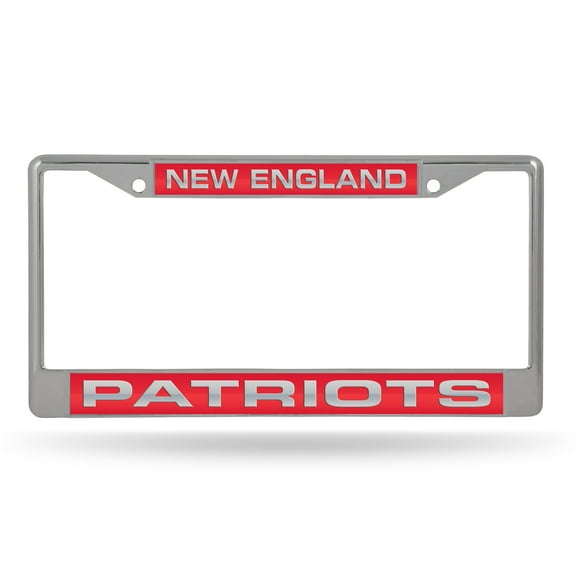 New England Football Patriots Chrome Metal License Plate Frame Holder