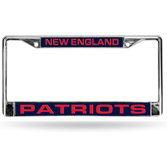 New England Football Patriots Chrome Metal License Plate Frame Holder