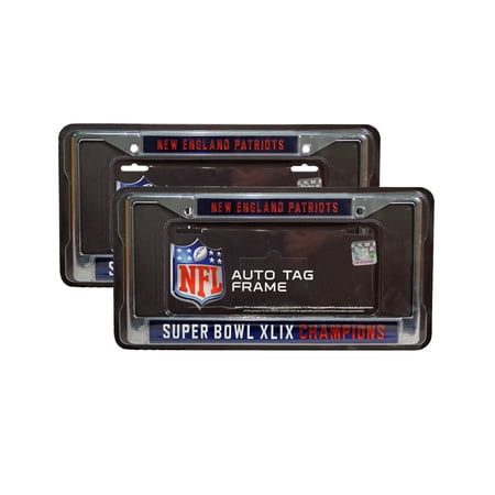 New England NFL Patriots (Set of 2) Super Bowl XLIX Chrome Laser Cut License Plate Frame