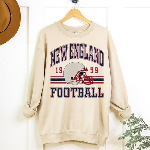 New England Football Vintage Sweatshirt, Football Game Day Gift For Fan,Sand Color,Size XL