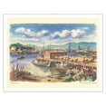 thumbnail image 1 of New England Harbor - United Air Lines - Vintage Airline Travel Poster by Joseph Fehér c.1955 - Fine Art Matte Paper Print (Unframed) 11x14in, 1 of 4