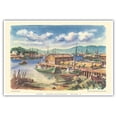 thumbnail image 1 of New England Harbor - United Air Lines - Vintage Airline Travel Poster by Joseph Fehér c.1955 - Master Art Print (Unframed) 13in x 19in, 1 of 4