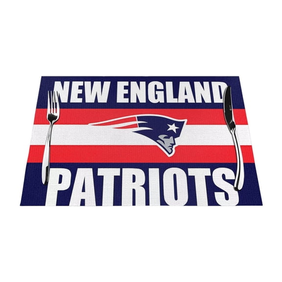 New_England Heat Resistant Placemats Set of 4, Washable PVC Table Mats, Football Team Theme Fan Home Decor Kitchen Dining Table, Non-slip, Stain Resistant, Easy to Clean, Gift
