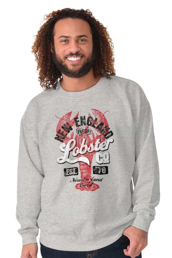 New England Lobster Maine Seafood Sweatshirt for Men or Women Brisco Brands S
