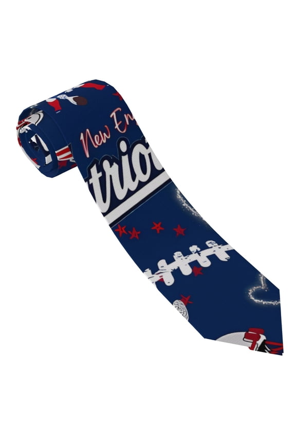 New_England Men's Suit Silk Tie, Three-Dimensional Fashionable Flat Tie, Back Anti-Floating Buckle Design. Gift For American Football Fans, Suitable For Wedding Party, Father'S Day Gift