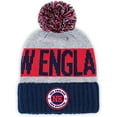thumbnail image 1 of New England Men's Winter Knit Landmark Patch Pom Beanie (Navy/Red), 1 of 1