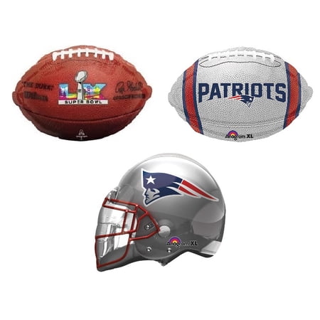 New England Patriot Football Helmet Super Bowl Big Game LX 60 Party Bouquet 3 Piece Balloon Pack AFC