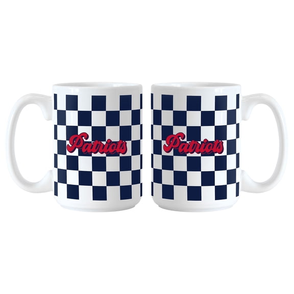 New England Patriots 2-Pack 15oz. Checkered Wordmark Mug Set