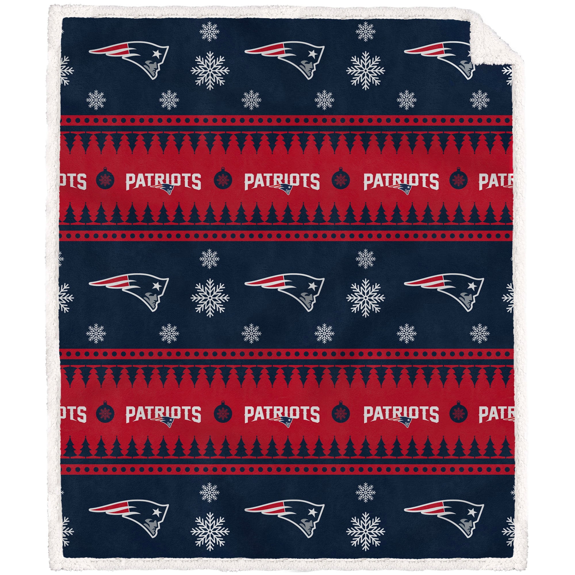 New England Patriots 60'' x 70'' Holiday Gift Wrap Sherpa Flannel