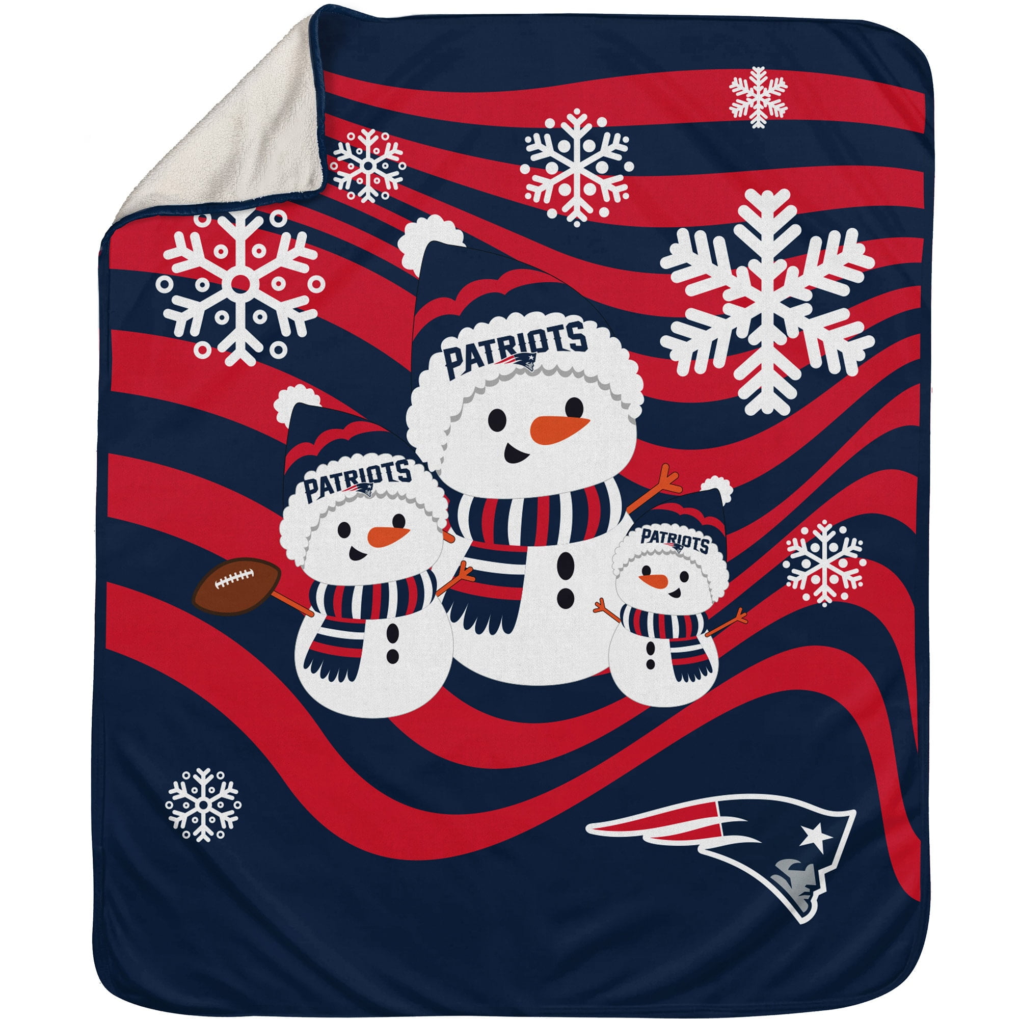 New England Patriots 60 x 70 Snowman Sherpa Holiday Throw Blanket