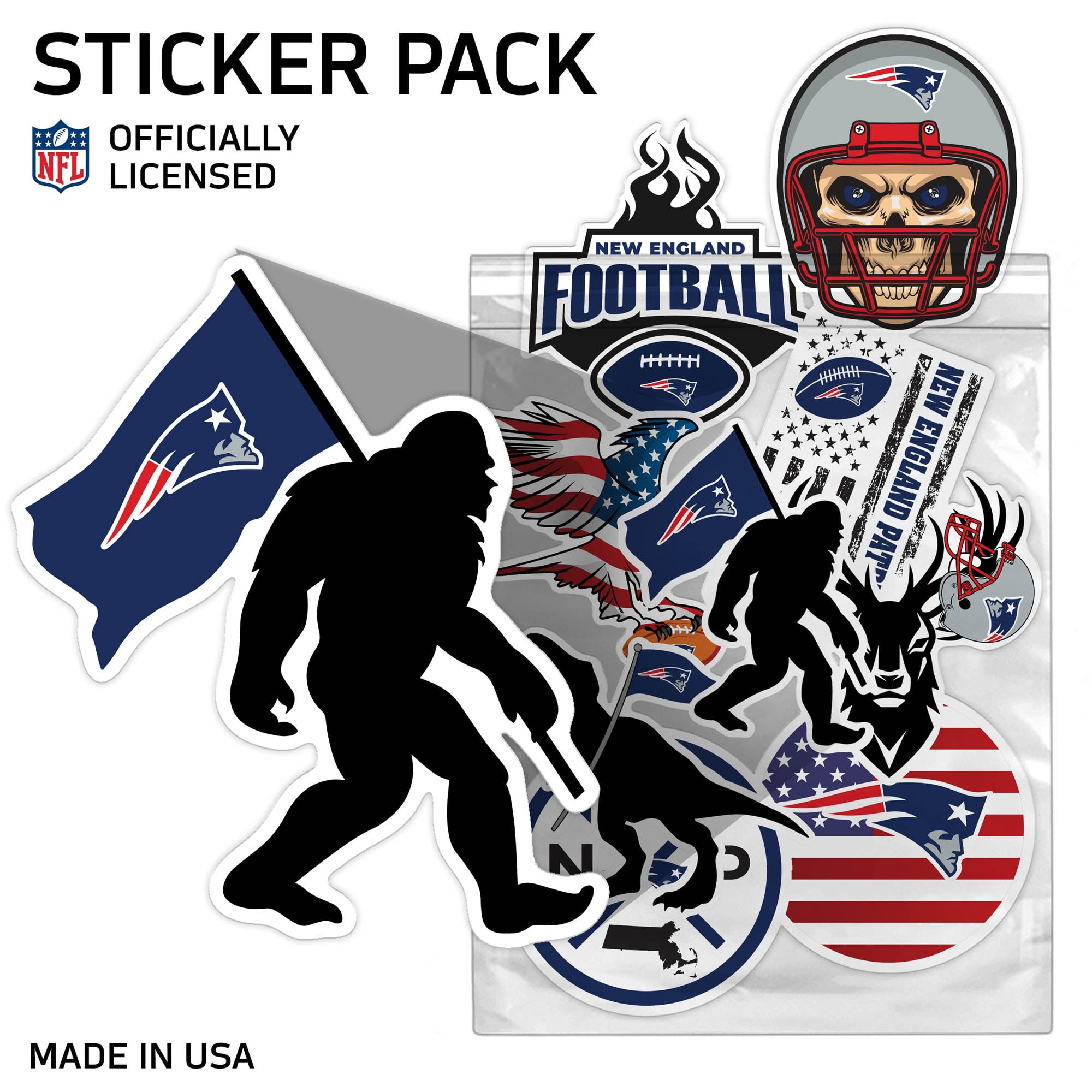 Adesivo Oval Co Logotipo Do Tie NFL New England Patriots Preto E - Foto 11