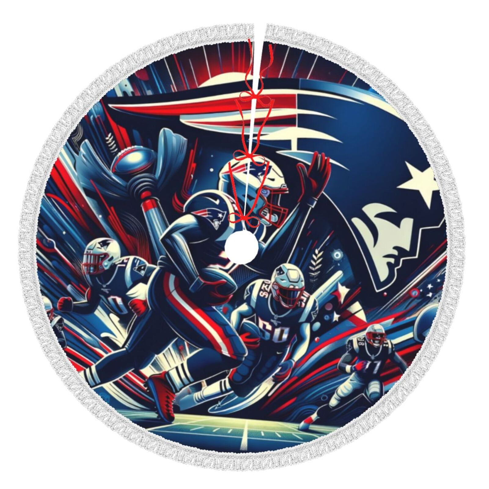 Patriots Christmas plaid tree skirt New Year Festive Holiday Party