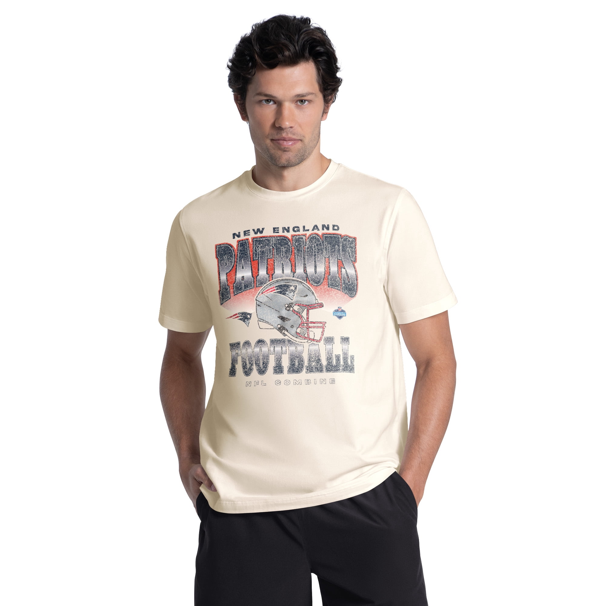 New England Patriots Men's NFL Combine Faded Fashion Short Sleeve T-Shirt