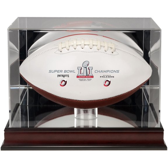 New England Patriots Super Bowl LI Champions Mahogany Display Case With White Panel Football