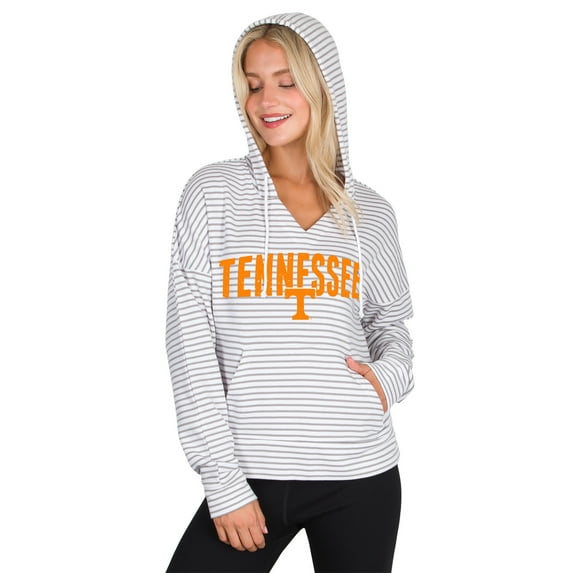 Men's Concepts Sport White/Gray Tennessee Volunteers French Terry Striped V-Neck Pullover Hoodie