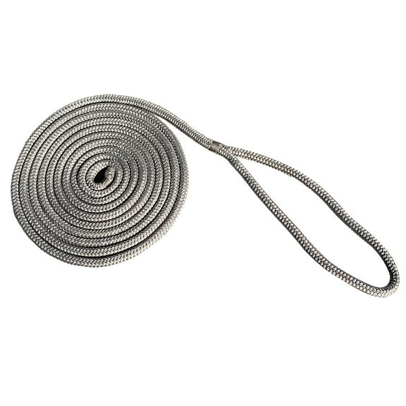 New England Rope 3/8" x 25' Nylon Double Braid Dock Line - Grey 5058-12-00025