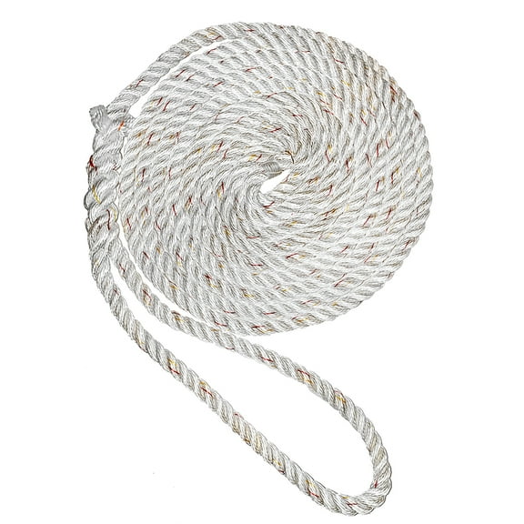 New England Ropes 5/8" Premium 3-Strand Dock Line - White w/Tracer - 15'