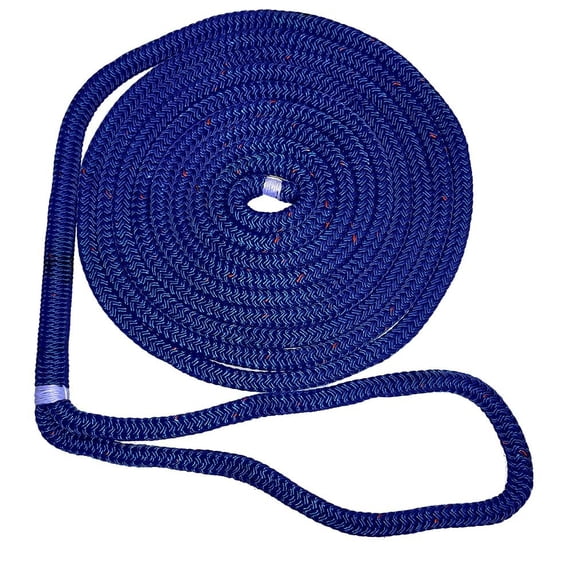 New England Ropes C5053-16-00015 0.5 in. x 15 ft. Nylon Double Braid Dock Line - Blue with Tracer