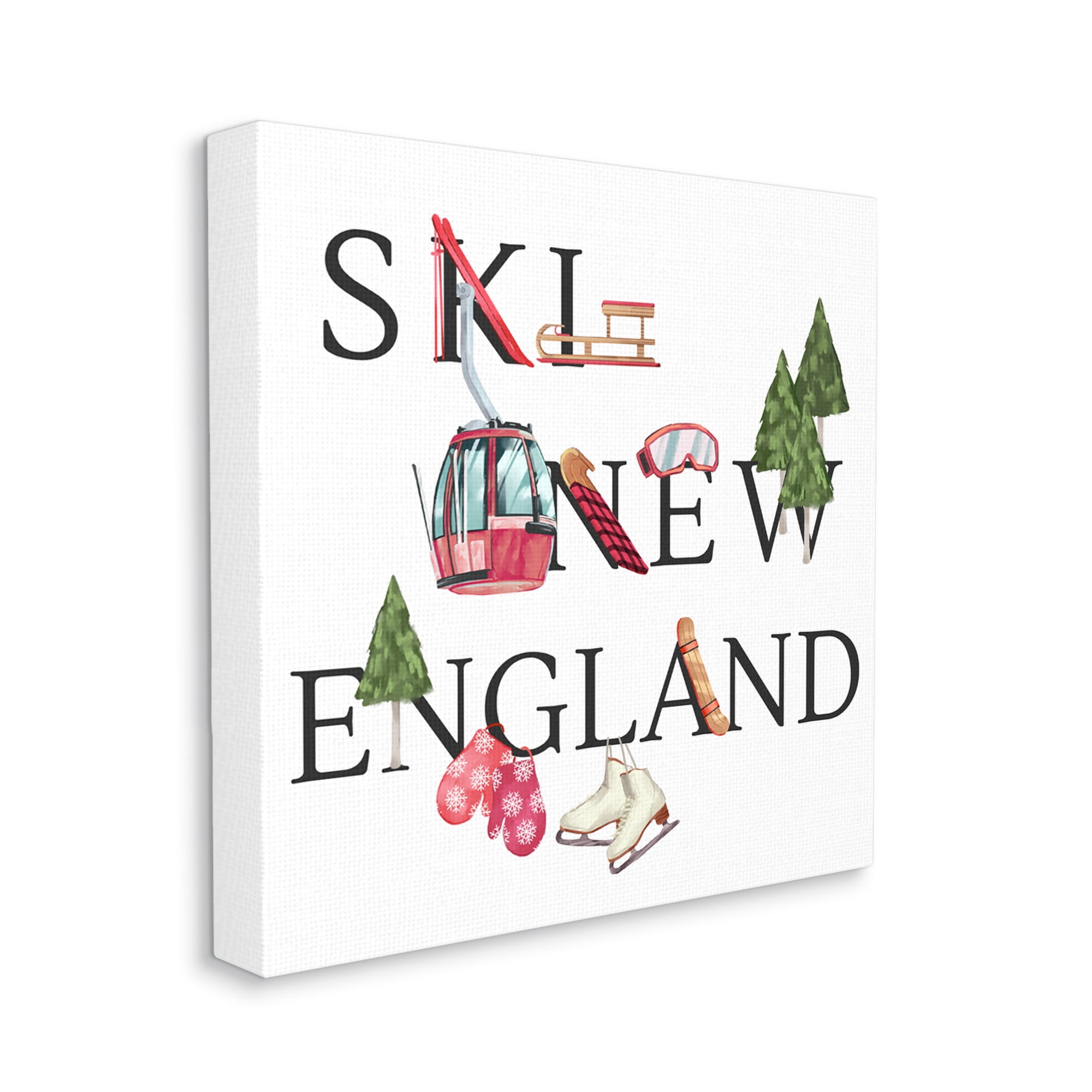 New England Ski Winter Seasonal Mountain Sports Sports Gallery-Wrapped Canvas Print Wall Art, 17x17