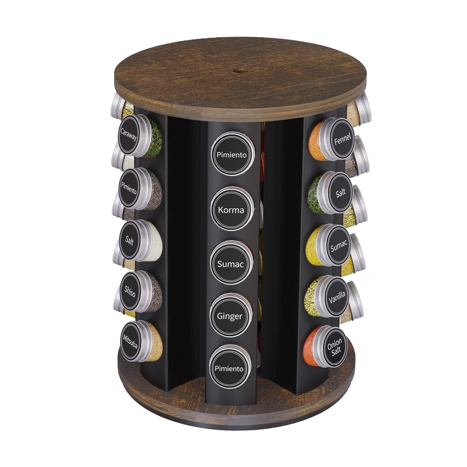 New England Stories Revolving Spice Rack Set with 35 Spice Jars ...