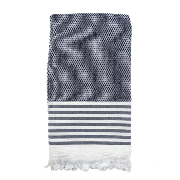 New England Stripe Cotton Turkish Towel Aqua