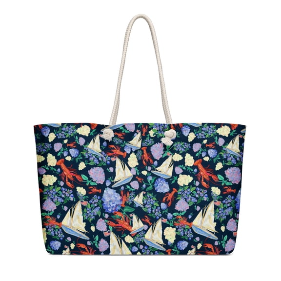 New England Summer Navy Oversized Weekender Bag