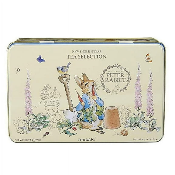 New English Teas Beatrix Potter Tea Tin with 100 English Teabag Selection, Peter Rabbit