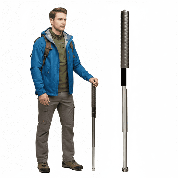 ODYSITE Collapsible Trekking Poles - Adjustable Hiking Walking Sticks with EVA Handle & Bag 1PC