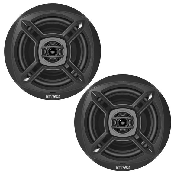 New Enrock EKMR1672B Pair Marine Boat 6.5" Inch Dual-Cone Stereo Speakers - Black