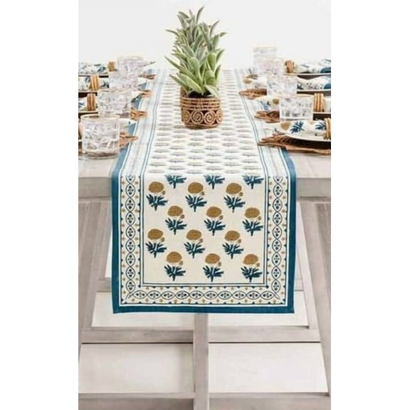 New Era Creation Blue Print Table Cloth, Cover India Cotton Table Linen, Custom,Gift for Her,Indian Table Cloth Indigo Print