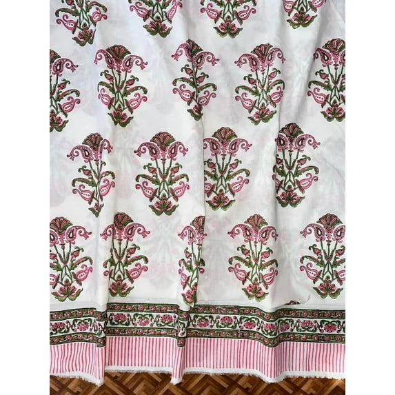 New Era Creation Cotton Lining Pink Hand Block Print Curtain for Bedroom,Custom Size Drapery for livingroom,Rod Pocket,Rod Pocket with Header,Eyelets,Tie Top