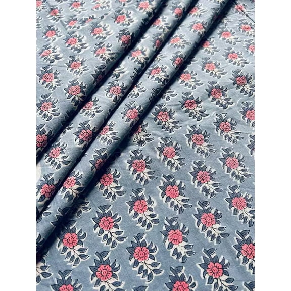 New Era Creation Gray Indian Hand Block Printed Cotton Cloth Fabric By The Yard Farmhouse Wedding Event Home Party gift for Dad and Mom Gifts