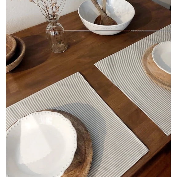 New Era Creation Gray Indian Strips Hand Block Printed Cotton Cloth Table Mats Farmhouse Wedding Event Home Party gift for Dad and Mom Gifts