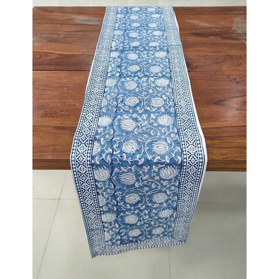 New Era Creation Light Blue Print Table Cloth, Cover India Cotton Table Linen, Custom,Gift for Her,Indian Table Cloth Indigo Print