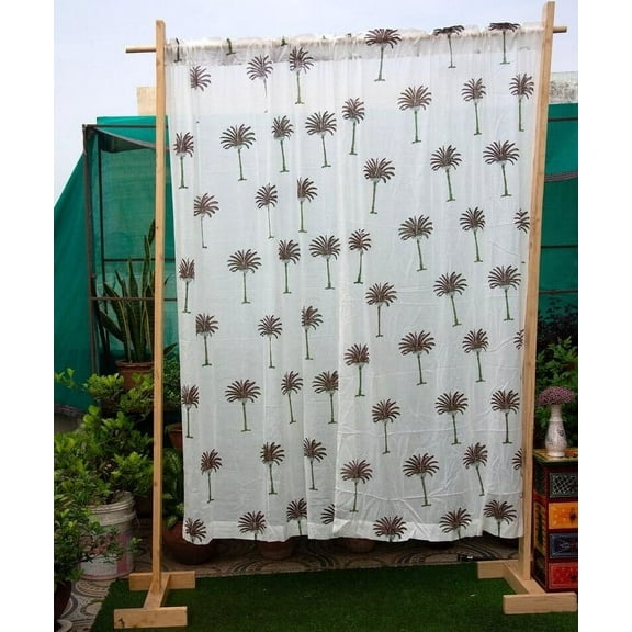 New Era Creation Maroon, Sage green Cotton Lining Hand Block Print Curtain for Bedroom,Custom Size Drapery for livingroom,Rod Pocket,Rod Pocket with Header,Eyelets,Tie Top
