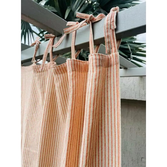 New Era Creation Orange Cotton Lining Hand Block Print Curtain for Bedroom, Custom Size Drapery for livingroom, Rod Pocket, Rod Pocket with Header, Eyelets, Tie Top